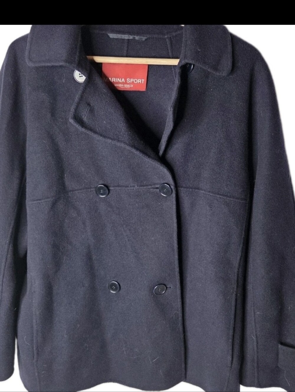 Marina Rinaldi Marina Sport Women's Double-Breasted Black Peacoat L XL